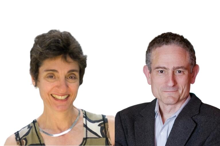 Headshots of Carla Shatz and Corey Goodman
